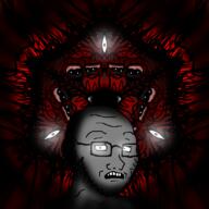 artist:crimsonvoidhydra1488 beard bloodshot_eyes dark glasses glowing lips multiple_eyes shadow subvariant:jartycuck subvariant:soyak_(concerned) variant:chudjak variant:soyak // 768x768 // 320.5KB