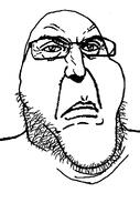 angry closed_mouth frown glasses large_eyebrows meta:fixed_version punisher_face soyjak stubble template variant:markiplier_soyjak2 white_background wrinkles // 645x973 // 14.0KB