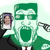 arm central_intelligence_agency clothes glasses glowie glowing hair hand holding_object loli max_keebles_big_move necktie open_mouth pointing soyjak stubble suit sunglasses variant:markiplier_soyjak // 1078x1080 // 988.2KB