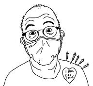 coronavirus_pandemic ear glasses mask mouth_mask soyjak sticker stubble surgical_mask text vaccine variant:unknown // 1369x1264 // 33.1KB