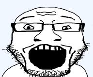 artist:mr_thou bald beard glasses open_mouth series:fusionjaks stubble subvariant:coinpiler transparent_background variant:coinjak variant:markiplier_soyjak // 896x741 // 106.7KB