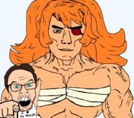 buff eyepatch muscles muscular_female orange_hair pointing pointing_at_viewer subvariant:chudjak_front subvariant:muscular_chud team_fortress_2 variant:chudjak variant:feraljak zess zesty_jesus zesty_jesus_won // 1059x929 // 59.0KB