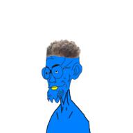 beard blue_skin closed_mouth ear glasses hair lips series:x_inmigrants twitter variant:professorjak xitter // 1280x1280 // 271.3KB