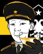 cap closed_mouth clothes collar_tabs dmitry_yazov ear flag glass hand hat hoi4 holding_object kuz necktie omsk russia smile smug soyjak tno toast uniform variant:kuzjak wine // 430x540 // 131.0KB