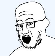 ear froot glasses open_mouth soyjak stubble variant:frootjak // 296x300 // 5.5KB