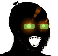 black_skin froot froot_(user) glasses glowing_eyes leaf open_mouth stem stubble thougher variant:soyak // 739x724 // 126.0KB