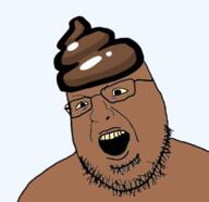 glasses open_mouth poop soyjak stubble variant:shotjak // 750x727 // 170.9KB