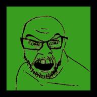 3dgifmaker angry animated crazed glasses green open_mouth soyjak stubble variant:feraljak // 296x296 // 1.0MB