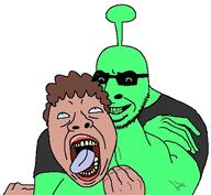 big_lips black_shirt choke_hold choking crying glasses green_skin headlock marioman7890 meta:namefags meta:self_insert nutbuster445 stubble variant:bernd variant:cobson // 499x461 // 150.8KB