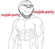 buff closed_mouth glasses smile soyjak soyjak_party stubble text variant:impish // 1056x937 // 80.3KB