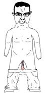 angry closed_mouth clothes ear full_body glasses hair naked nsfw penis soyjak subvariant:chudjak_front subvariant:obsessedchud variant:chudjak // 956x1900 // 39.3KB