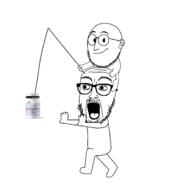 2soyjaks animated arm ashwaganda ext=gif fishing_rod full_body glasses hand holding_object mustache smile stubble variant:scientolojak variant:weirdpenis // 1281x1402 // 159.1KB