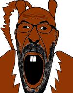 animal beard brown_skin buck_teeth cross_eyed ear glasses open_mouth soyjak stretched_mouth tail trend:squirreljakking variant:cirrus variant:unknown // 800x1022 // 182.0KB