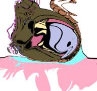 ack bloodshot_eyes brown_skin brown_troonjak crying distorted nightmare_fuel open_mouth rope soyjak suicide tongue tranny trend:slopjak variant:bernd // 768x719 // 182.2KB