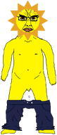 angry bloodshot_eyes blue_pants body clothes crying full_body leaking pants_down rotten_teeth subvariant:obsessedchud sun tiny_penis variant:chudjak yellow_skin // 749x1775 // 54.8KB