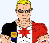 arm award blue_eyes buff christianity closed_mouth clothes eastern_orthodox flag flag:russia flag:udmurtia glasses hair music orthodox_cross pyotr_tchaikovsky russia soyjak subvariant:chudjak_front subvariant:muscular_chud text transparent transparent_background tshirt udmurtia variant:chudjak vein yellow_hair // 1059x929 // 57.3KB