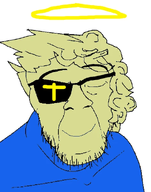 blue_skin christian_cross christianity cross eyepatch halo happy_ending heaven joke_anon siivagunner smile statue stubble variant:feraljak yellow_skin // 473x600 // 124.4KB
