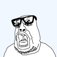 angry beard flesh hollow looking_at_you mask open_mouth punisher_face skin skin_suit soyjak stubble variant:peason // 1000x1000 // 27.7KB