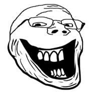 glasses open_mouth smile soyjak trollface variant:gapejak // 750x805 // 85.0KB