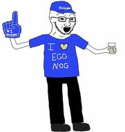 cap clothes egg egg_nog full_body glass glasses hat heart holding_object i_love open_mouth soyjak stubble text variant:soyak // 489x520 // 24.5KB