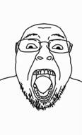 animated closed_mouth glasses open_mouth screaming soyjak stubble variant:bernd video // 290x480, 9.7s // 480.0KB