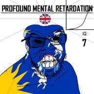 angry animal bald bell_curve black_eyes black_hole black_sclera british clenched_teeth closed_mouth country cracked_teeth drool ear flag flag:merionethshire flag:united_kingdom glasses goat hair iq iq_bell_curve merionethshire mustache nightmare_fuel no_pupils profound_mental_retardation retard soyjak stubble sun text united_kingdom variant:feraljak wales wrinkles // 1024x1024 // 135.5KB