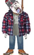 ack anhero beanie bloodshot_eyes boot clothes crying flannel full_body glasses hand hanging hat jeans mustache new_hampshire open_mouth red_sox rope soyjak stubble suicide tongue united_states variant:bernd // 696x1126 // 821.2KB