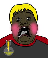 1_year_on_bald_men_with_glasses_website award badge black_skin blond blush double_chin eyebrows fat forehead_lines grey_shirt lips nate nose obese open_mouth red_shirt scared screaming series:fusionjaks shocked subvariant:doctos subvariant:hunky_twink_sex_machine teeth tongue trend:doctos variant:alicia variant:soyak // 592x720 // 131.2KB