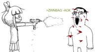 arm blood bloodshot_eyes bow bullet closed_mouth eyelashes firearm glasses greentext gun gunshot hair holding_gun holding_object holding_pistol murder mymy nose ongezellig open_mouth pistol sketch skirt smile tec-9 tiny_penis variant:chudjak wholesome // 1592x871 // 35.0KB