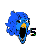anthro beak bird blue_skin feather furry gape glasses lazy_eye martlet_(undertale_yellow) number teeth undertale undertale_yellow variant:soyak video_game yellow_beak // 242x308 // 8.5KB