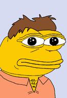 amphibian blue_background clothes collared_shirt frog hair nas:pepe pepe_the_frog the_simpsons yellow_skin // 672x986 // 74.3KB