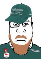 aston_martin beard brown_beard closed_mouth clothes f1 formula_one glasses green_shirt hat medal neutral sebastian_vettel soyjak stubble subvariant:neutralplier variant:markiplier_soyjak vettel // 600x858 // 113.3KB