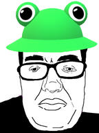 closed_mouth clothes froge glasses hair hat soyjak variant:mrnebula // 1191x1593 // 282.0KB