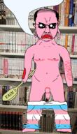 arm balding book bookshelf flag:transgender_pride_flag foot frankenpenis frown hand holding_object masectomy_scars oh_my_god_she_is_so_attractive pants_down pink_skin pooner red_lips scar self_harm stitches stubble subvariant:obsessedchud variant:chudjak yaoi yaoi_paddle // 1092x1911 // 2.0MB