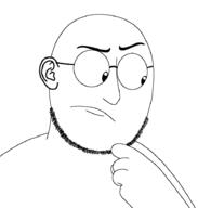 closed_mouth finger glasses hand looking_down raised_eyebrow stubble thinking variant:weirdpenis // 871x915 // 49.1KB