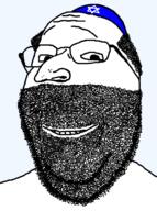 beard clothes glasses happy_merchant hat jewish_nose judaism kike kippah soyjak star_of_david stubble variant:gapejak // 1520x2048 // 257.5KB