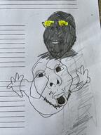 2soyjaks arm art glasses grey_skin hand homework internet_is_leaking irl lips looking_at_you open_mouth paper redraw smile soot_colors stubble subvariant:wholesome_soyjak teeth variant:fisheyejak variant:gapejak // 3024x4032 // 3.1MB