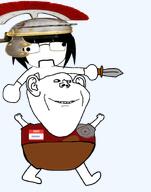 closed_mouth clothes ear hand hands_up hello_my_name_is_(sticker) helmet junibooru_(user) meta:namefags roman_legionary_helmet sabiopajin_(user) sandmans4ndy_(user) shaved shorts smile sword transparent_background variant:impish_soyak_ears // 728x925 // 282.7KB