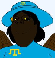 antenna brown_skin clothes crimea crimean crimean_tatar crimeanigger eyelashes femjak flag:crimean_tatar glasses hair hat nigger roach smile soyjak subvariant:gapejak_female variant:gapejak wing yellow_eye // 940x992 // 172.1KB