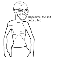 anorexia closed_mouth fight full_body glasses ribcage skinny smile smirk smug soyjak stubble subvariant:soyak_(smug) threat underweight variant:soyak // 1000x1000 // 25.8KB