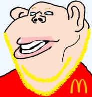 amerimutt blond blue_eyes clothes ear fixed half_open_mouth mcdonalds soyjak stubble subvariant:impish_ameriaryan subvariant:impish_amerimutt transparent_background trend:aryan variant:impish_soyak_ears yellow_stubble // 598x628 // 19.1KB