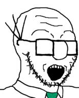 balding clothes dilbert glasses necktie open_mouth soyjak stubble variant:soyak wally_(dilbert) // 644x800 // 43.8KB