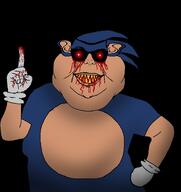 black_background blood blood_from_eyes blood_from_mouth blood_on_face blue_skin creepypasta finger glasses glowing_eyes holding_up_hand horror pointing scary sega shirts sonic sonic.exe sonic_(series) sonic_the_hedgehog subvariant:branigger subvariant:sassy_brandon variant:brandon // 717x762 // 186.7KB