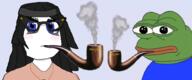 amphibian clothes female frog glasses hair nas:pepe pepe_the_frog pipe variant:soytan // 1586x664 // 579.0KB
