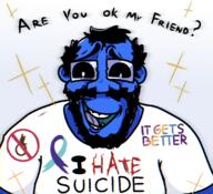 beard blue blue_skin clothes glasses i_hate skin soyjak stubble subvariant:science_lover suicide text tranny_artstyle variant:markiplier_soyjak white_shirt // 1100x1000 // 195.1KB