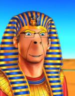 ancient_egypt aryan blue_eyes closed_mouth desert egypt glasses hair pharaoh smile smirk soyjak teeth variant:cobson yellow_hair // 490x626 // 492.4KB