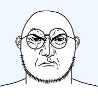 glasses punisher_face soyjak stubble subvariant:weirdpenis_front template variant:weirdpenis white_skin // 900x900 // 19.1KB