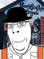 a_clockwork_orange closed_mouth clothes glasses hat ireland meta:tagme smile smug south_east_antrim_brigade soyjak stubble subvariant:nucob variant:cobson // 543x726 // 105.1KB