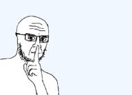 bald berd closed_mouth glasses looking_at_you shushing soyjak stubble transparent_background variant:unknown // 720x518 // 18.3KB