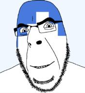 akershus angry county flag flag:akershus glasses hair looking_to_the_left norway smile soyjak stubble teeth thick_eyebrows transparent_background variant:cobson // 775x849 // 24.6KB